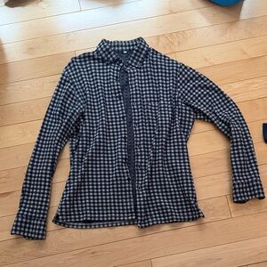 Men's Casual Button Down Shirt - Black and White Checkered